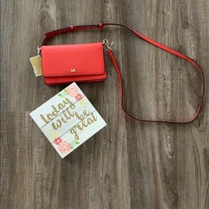New! Michael Kors Leather Phone Crossbody